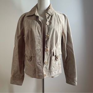 Cherokee Washable 100% Genuine Suede Leather Tan Long Sleeve Jacket - Size M